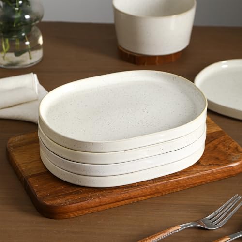 Image of Stone Lain Cairo 24-Piece Dinnerware Set Stoneware, Plates and Bowls Set, Microwave and Dishwasher Safe, Includes Dinner and Salad Plates, Cereal Bowls, Dish for 8, White Speckled