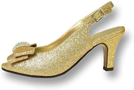 Floral Emely (DP792) Women Wide Width Evening Dress Shoes for Wedding, Prom, Dinner Gold 6 | Image 2