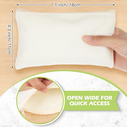 Image of Frienda 50 Pcs Canvas Zipper Pouch Bulk Gift Small Blank Pouch Makeup Bag Cosmetic Toiletry Bag Appreciation Gift for DIY Craft Projects Employee Coworkers Staff Team(Beige Zipper)