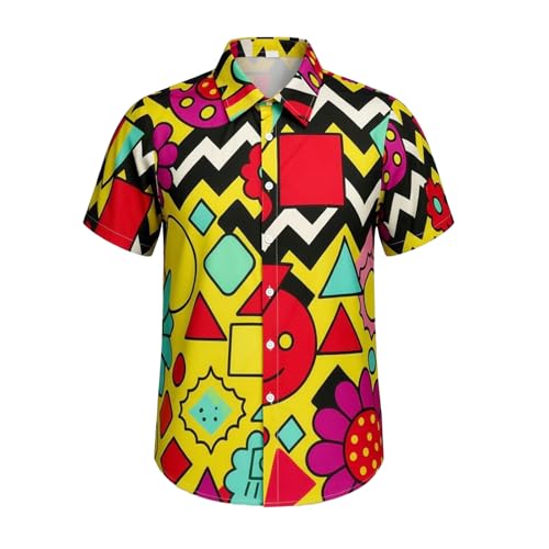 ZHAOCAI Shiteshirts Hawaiian Shirts for Men Shite Mens UK Summer Shit Shirt 80s Outfits Ugly Funky Tshirt Short Sleeve T Disco Hawaii (UK Alpha XXL Regular Regular) Yellow