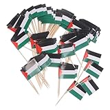 FELTECHELECTR パレスチナ国旗トッパー 100個セット 小型フルーツフードピック 紙製 デザートやカクテル用デコレーションパーツ パーティーやテーマイベント向け