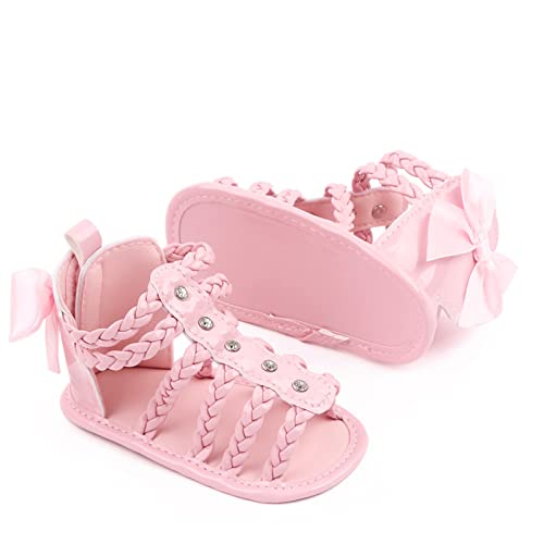 Baby Girls Ankle Gl𝐚diator 𝗣ink Sandals Flat Foam Soft Open Toe Summer Wide Shoes Kids Slip On Dress Shoes4