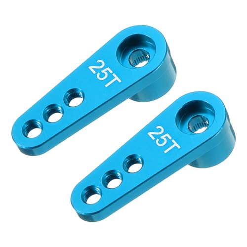 MECCANIXITY Aluminum Alloy 25T Steering Servo Single Arm Horn Blue for DIY RC Car/Boat/Airplane Boat Accessories 2 Pcs