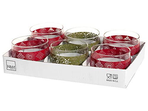 Vetro decorato H&H Set 6 Porta Candele Ellen, Vetro Decorato