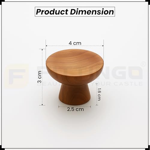 Image of 2 Piece Teak Wood Drawer Knob| Round Wooden Cabinet & Wardrobe Door Handle | Natural Finish Furniture Knob for Cupboard, Kitchen Drawer, Dresser & Home Decor Hardware Modern Style - 1.5 Inch