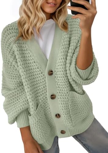 Dokotoo Women's 2025 Fashion Casual Open Front Long Sleeve Chunky Knit Cardigans Sweaters Outerwear Coats