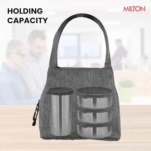 Image of MILTON Fancy Lunch Bag I Design Tiffin Bag for Office for Men, Women I Eco Friendly, Spacious, Durable I 2.44 L I Black
