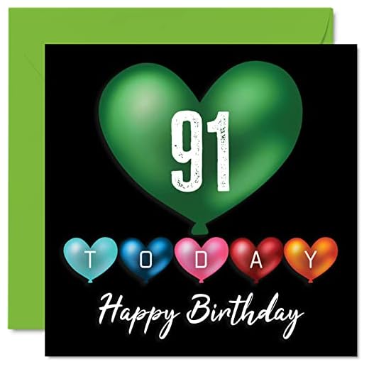 Divertidas tarjetas de cumpleaños 91 para hombres y mujeres, globos de corazón, tarjeta de feliz cumpleaños para bisabuelo, abuelo, niñera, abuela, abuela, abuela, abuela, abuela, abuela, papá, mamá,