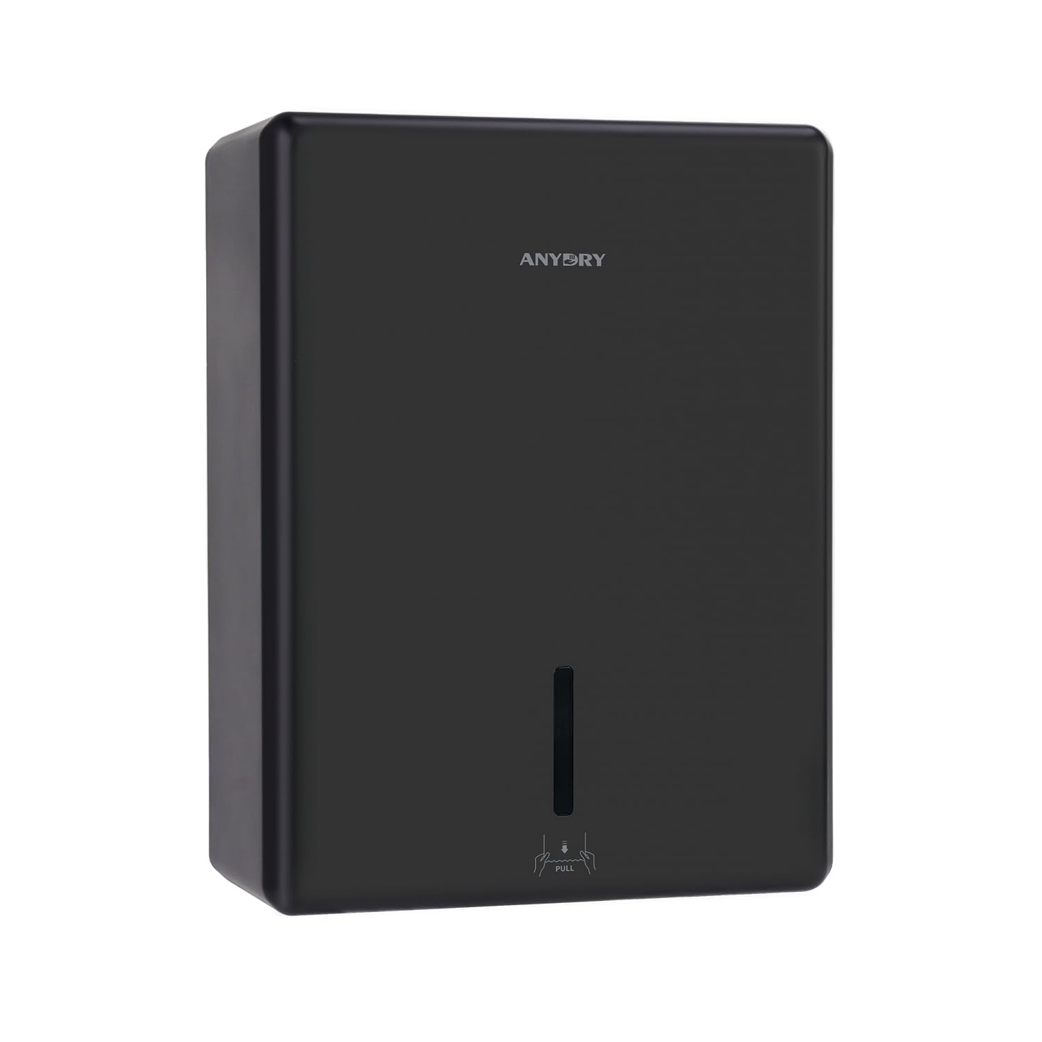anydry Distributeur d'Essuie-Mains Mural, Pliage H3/V/ZZ, Taille Pliée Max 25,2 x 11,5 cm, Modèle 5302H, Noir