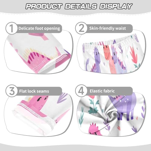 Bolaz Toddler Girls Leggings Printed Yoga Pants Leggings Pink Purple Dinosaurs for Kids3