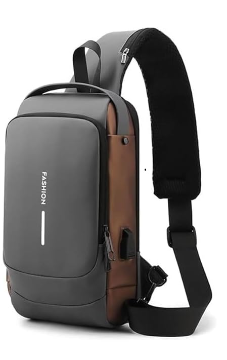 Image of TMG Crossbody Sling Bag for Steam Deck|Nintendo Switch OLED Console|iPad,Waterproof Chest Daypack with USB Charging, Shoulder Backpack for Men|Women (Mettalic Grey)