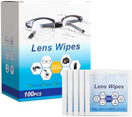 Lens Wipes, 100Pack Multi-Purpose Eyeglass Cleaning Wipes, Individually Wrapped – Safe, Non-Scratching Wipes for Camera, Phone Screens & Safety Goggles