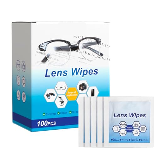 Lens Wipes 100Pack Multi-Purpose Eyeglass Cleaning Wipes Individually Wrapped Safe Non-Scratching Wipes for Camera Phone Screens & Safety Goggles