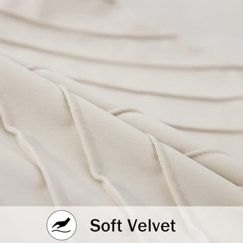 Image of Beige Velvet Pillow Covers 20x20 inch Pack of 2 Gold Decor