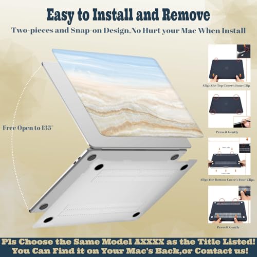 Coque MacBook Pro 14 M5 M4 M3 Étui Rigide Marbre Bleu