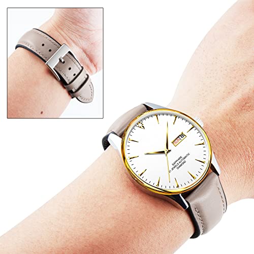 Image of BINLUN Leather Silicone Watch Bands 14mm 16mm 18mm 19mm 20mm 21mm 22mm Quick Release Breathable Micro-Perforated Leather Silicone-Lined Hybrid Watch Straps Silver /Black /Gold Buckle Men Women