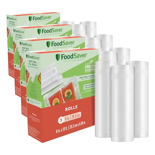 Image of FoodSaver Custom Fit Airtight Food Storage and Sous Vide Vacuum Sealer Bags, Perfect for Meal Prep and Sous Vide Cooking, 8in x 20ft (Pack of 12)