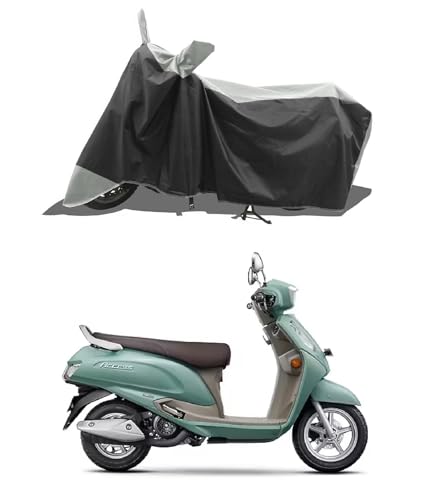 Image of Two Wheeler - Scooty - Bike Cover for Suzuki Access 125 BS6 Scooty Cover with Water-Resistant and Dust Proof Premium 210T Fabric White Stripe