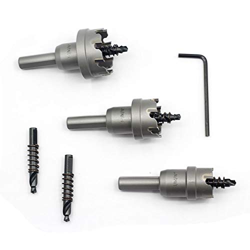 Tct Hole Saw Set 3Pcs Jestuous 3/8 Inch Shank Diameter 7/8 1-1/8 1-3/8 Cutting Dia Carbide Tipped Tooth Round Drill Bit Hole Kit Cutter For Stainless Steel Metal Wood #TOP6