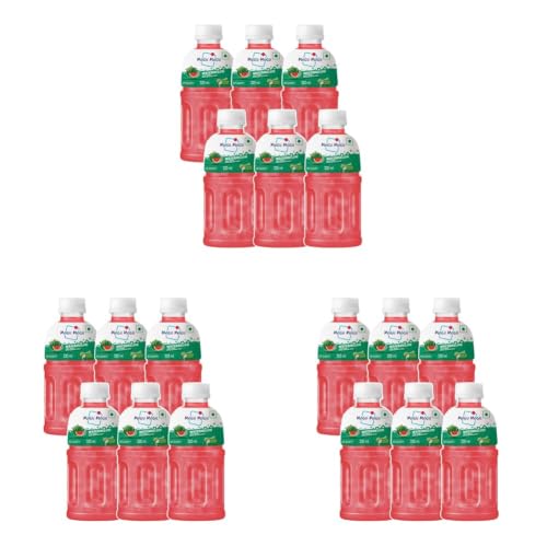 Image of Mogu Mogu Watermelon Juice Drink with Nata de Coco Jelly 320ml (Pack of 18)| Refreshing Tropical Thai-Made Sip & Chew Beverage