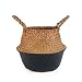 YINOX Cesto in vimini in stile bohémien, intrecciato per la pancia, per riporre generi alimentari e giocattoli, cestini da picnic e cesti per la biancheria (nero, 27 cm x 24 cm)