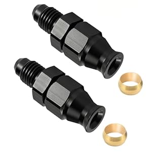 EVIL ENERGY 6AN Male to 3/8″ Hardline Compression Fitting Adapter Aluminum Black 2PCS