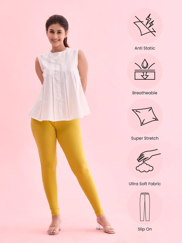 Image of GO COLORS Women Slim Cotton Leggings