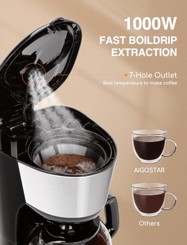 Foto von Aigostar Filterkaffeemaschine mit 1,25L Glaskanne für 10 Tassen