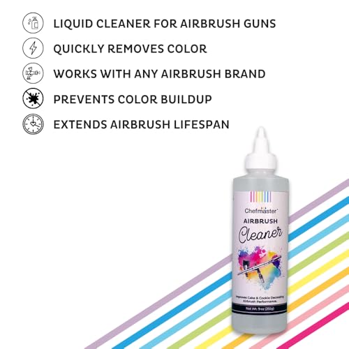 Image of Chefmaster Airbrush Cleaner 9 oz - Removes Color Residue, Prevents Buildup & Extends Airbrush Lifespan - Compatible with All Airbrush Brands