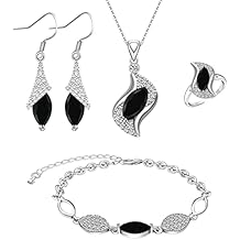 Jewelry Sets for Women Necklace Dangle Earrings Adjustable Ring Bracelet Costume Luxury Set for Women Girl Mom Wife Girlfriend Best Friend Ladies Bride bridesmaid Gift...
