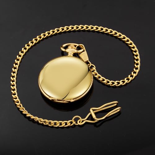 Image of Mens Pocket Watch Skeleton Mechanical Hand Winding Half Hunter Silver Black Golden Case Roman Numerals with Gift Box