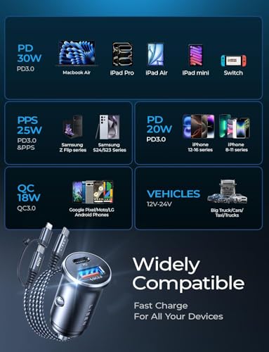 Lisen 2E75 Usb C Car Charger Usb Adapter [Mini & Metal] Iphone 16 Car Charger Fast Charging Pd 3.0 Pd 54W Cigarette Lighter Adapter Usb C Car Charger thumb #6