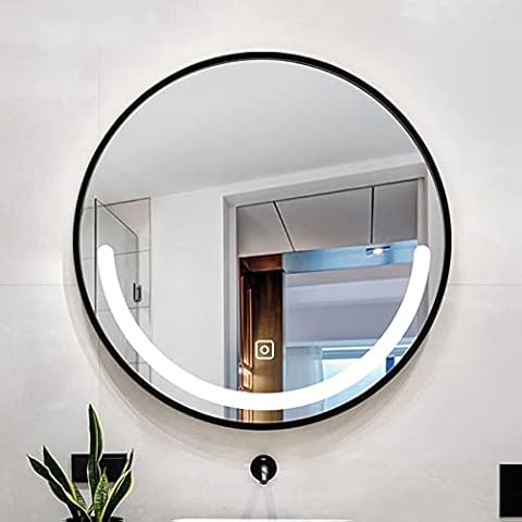 Illuminated LED Bathroom Mirror with Metal Frame, Touch Button, Defogger, Dimmable Light, Wall Mounted Mirror, CRI 95, Gold/Black Cover