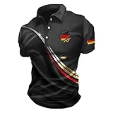 Deutschland Trikot Poloshirts Für Herren Motive Deutschland Flagge Knopfleiste Tshirt Trainingsshirt Bluse Trikot T Shirt Herren Regular Kurzarm Polo S-5XL Für Weltmeisterschaft, Fußball, Stadion