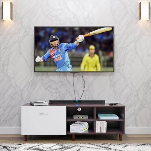 Image of VIKI Modern TV Unit for Living Room | Engineered Wood TV Cabinet with 1 Drawer Storage & 2 Open Shelves, Entertainment Unit, 140W x 48H x 40D cm | DIY | 1 Year Warranty (Wenge & White)