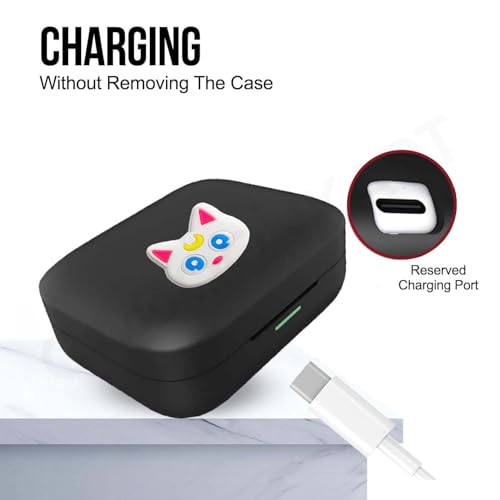Image of Soft Silicone Case Cover Compatible for Realme Buds Air 7 | 7 Pro (White Cat)