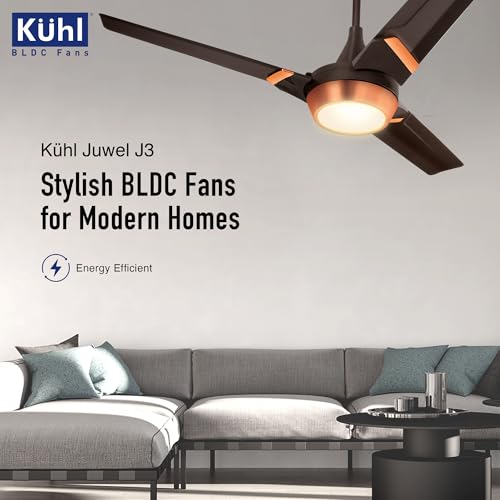 Image of KUHL Juwel J3 1200 Mm 65% Power Saving BLDC Ceiling Fan | BEE 5 Star Rated & ISI Marked | High Air Flow | 5 Year Warranty On Motor | Espresso