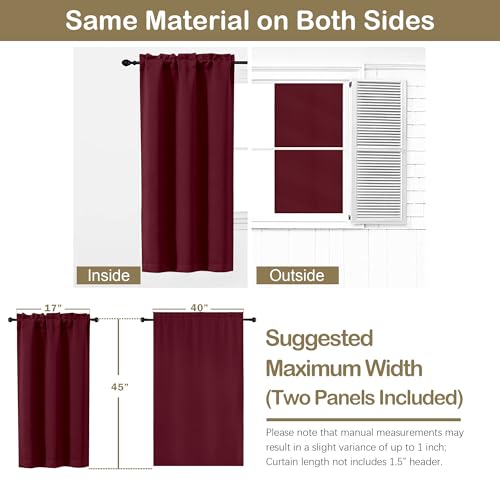 Image of Christmas Burgundy Blackout Curtains for Bedroom 63 Inch Length 2 Panels Set, Nursery Thermal Insulated Energy Saving Rod Pocket Window Treatment Curtains Blackout Drapes, 2x40Wx45L Inches