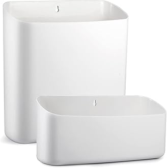 Picowe Magnetic Laundry Storage, 2 Pack Lint Holder Bin for Laundry Room, Space-Saving Trash Container Hanging on Dryer, Washer or Wall Mount Trash Bin (Gray White)