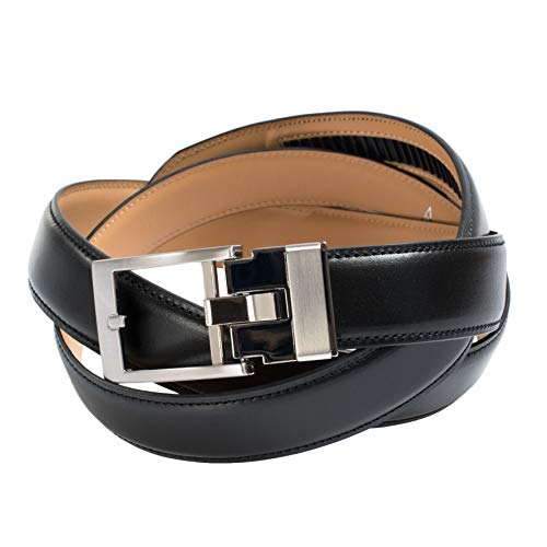 [TAVARAT] [タバラット] ベルト 本革 ロングサイズ オートロック 染料仕上げ 日本製 姫路レザー 30㎜ メンズ (ブラック-L)