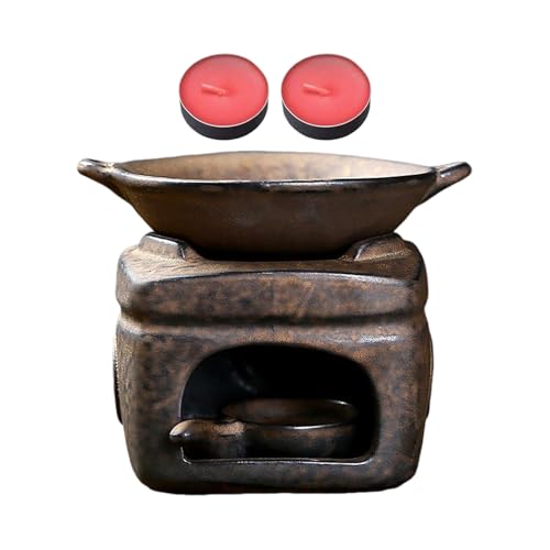 Fizepgo Ceramic Aromatherapy Stove | With 2 Candles Safe Decorative Ceramic Diffuser - Candle Wax Incense Burner Kit | for Oil Aromatherapy Yoga Room Home Desk Bedroom Meditation Relaxation