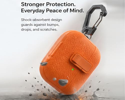 Image of for Leather AirPods Pro 3 Case 2025 | Retro Air Pods Pro 3 Case with Magnetic Lock | with Phone Holder & Keychain | Airpods 3 Pro Cases Cover for Man Women(Model A2700​​ /A2931)(Orange)