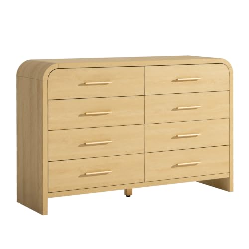Image of Curved Drawer Dresser for Bedroom with 8 Drawers, 54'' Wide Chest of Drawer