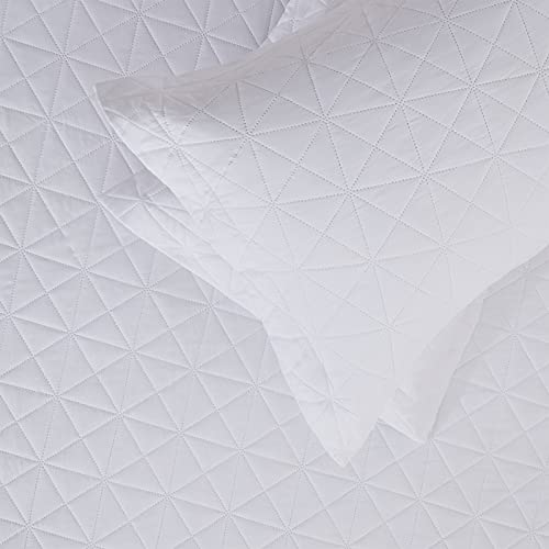 Sunstyle Home Full/Queen Size Quilt White 3 Pieces - Lightweight Summer Quilt Set Full/Queen - Down-Alternative Quilt - Soft Bedspread Coverlet Bedding Set For All Season(1 Quilt, 2 Pillow Shams) #TOP5