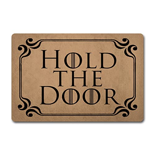 Felpudo ZQH WelcomeDoor con diseño de Juego de Tronos y texto "Hold The Door", con monograma, de tela no tejida, con parte superior de goma antideslizante, de 60 x 40 cm