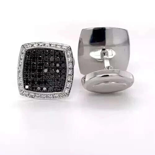 Mancuerna hombre con diamante simulado negro 2.00CT plata 925 miniatura 2