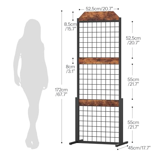 HOOBRO Grid wall Panel units 5.6' x 1.7' Ft Grid Display Rack, Gridwall Panel Display Stands with 5 Garment Hooks & 5 S-Hooks, Wire Grid Display Rack, for Retail Show, Rustic Brown and Black BF45DC01 by HOOBRO - Image 7