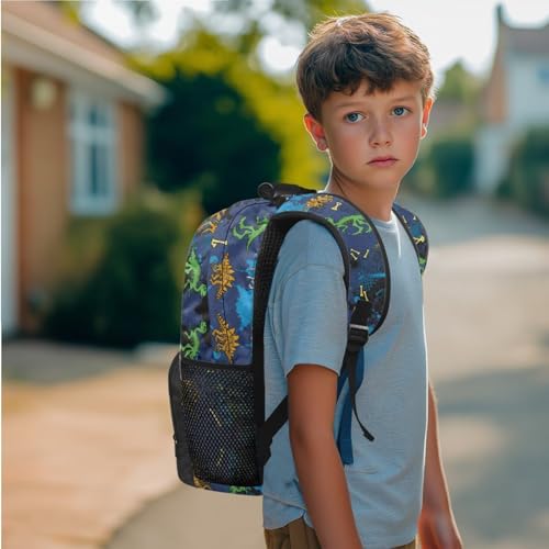 Funnydude Dinosaur Graphic Aesthetic Backpack with Lunch Box and Water Bottle Sleeve Girls Boys 3 in 1 Backpack Set3