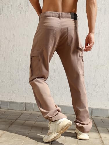 Image of Hubberholme Men Smart Casual Summer Cotton Loose Fit Mid-Rise Trousers 65