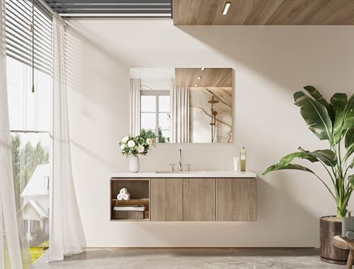 TETOTE Frameless Bathroom Mirror 40" x 30" Vanity Mirror for Bathroom Sink, Suitable for Bedroom, Living Room, Entryway, Hallway, Home Gym, Vertically/Horizontally by TETOTE - Used condition - Image 9